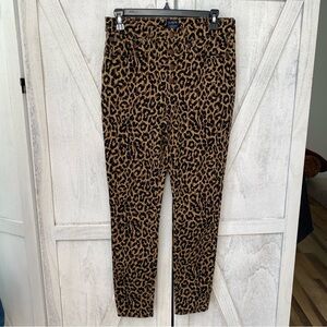 J.Crew 9" High Rise Skinny Leopard Print Jeans Exposed Button Fly Womens Size 27